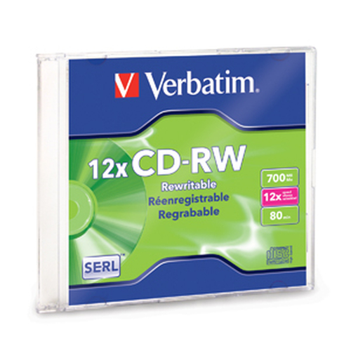 CD-RW 700MB/80MIN 12X INDIVIDUAL (1PZ) ALTA VELOCIDAD DE CAJA DELGADA 