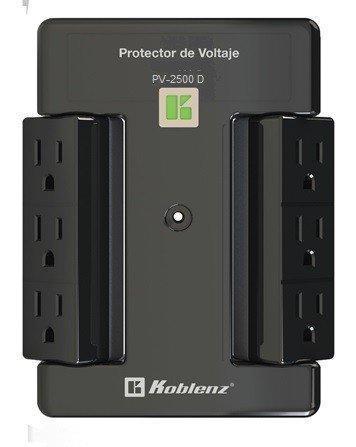 PROTECTOR DE VOLTAJE PV-2500 PARA PANTAL LA DE PARED 2500VA/2000W 6CONTACTOS ATER RIZADOS GIRATORIOS PROTECCION CONTRA VOL