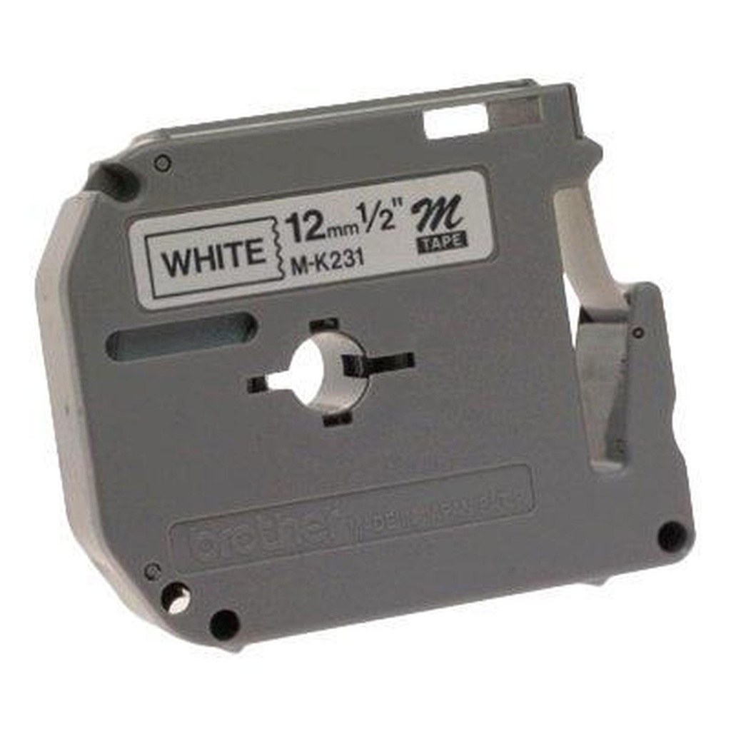 Cinta Brother M231 Negro sobre Blanco, 12mm x 8m