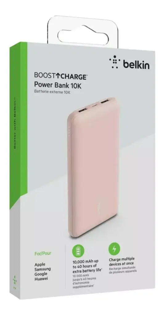 BATERIA POWER BANK 10K MAH USB-A/USB-C ROSA 