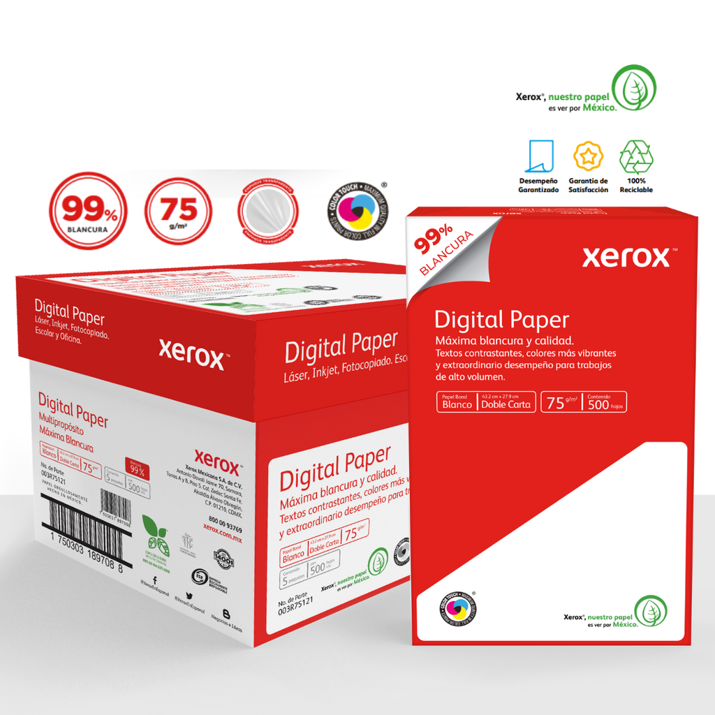 PAPEL BOND BLANCO T/DOBLE CARTA ROJO DE BLANCURA CAJA CON 5 PAQUETES DE 500 HOJAS 11X17" (432X279MM)