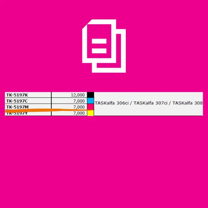 TONER KYOCERA TK-5197M MAGENTA P/TASKALF A 308CI/306CI 7,000 PAGINAS 