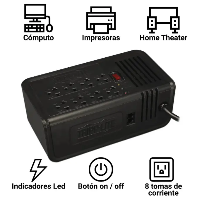 [VR2008R] Regulador De Voltaje Tripp-lite 2000VA VR2008R 8 Contactos