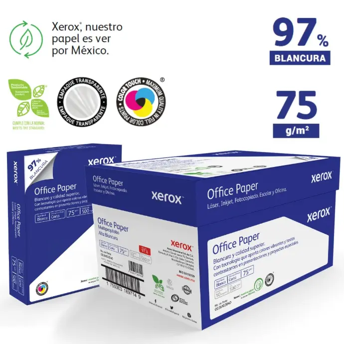 [3M2040 CAJA] PAPEL BOND BLANCO T/CARTA AZUL CARTA 97% CAJA C/5,000 HOJAS 75G/M2 